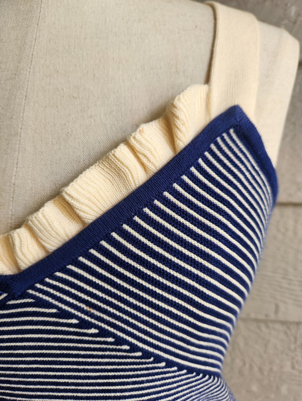 Sonia Rykiel Navy and Cream Striped Knit Tank Top - Picture 3 of 12